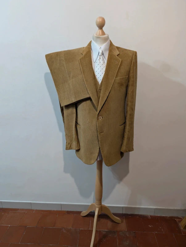 Génial costume 3 pièces marron en velours