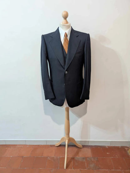 Eleganter marineblauer 3-teiliger Wollanzug