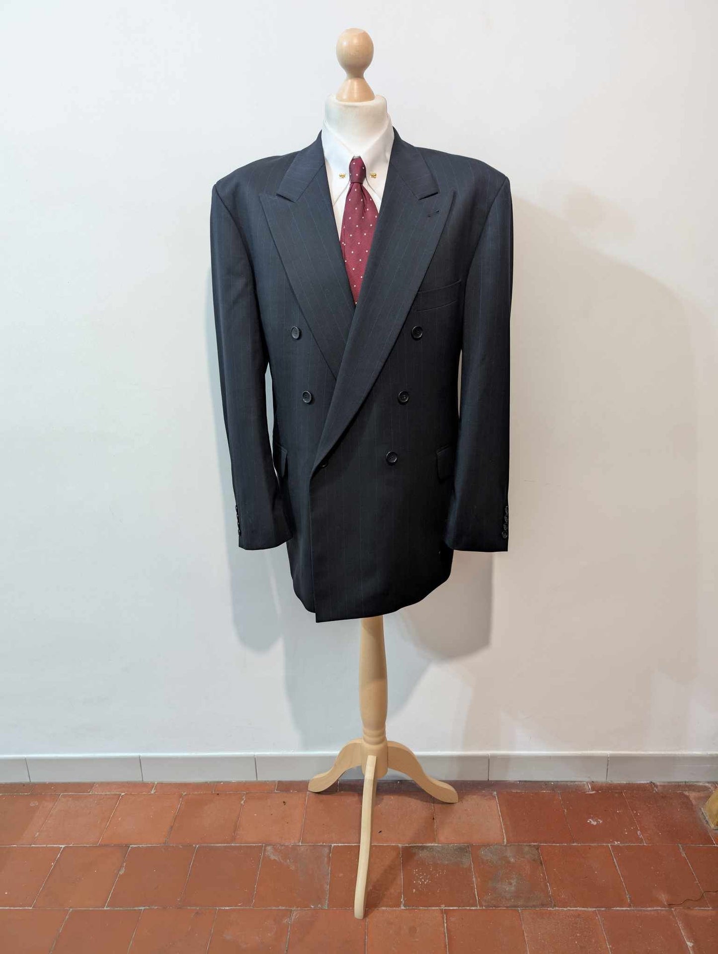 Fabuleux costume croisé pinstripe en laine