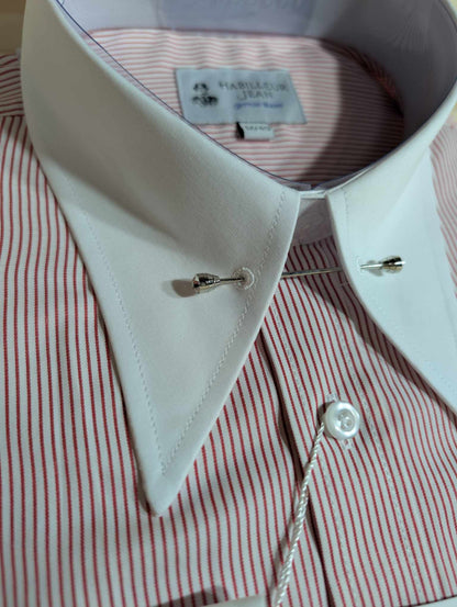 Cotton blend pin-point collar shirt