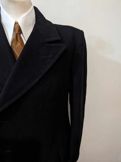 Robuste manteau croisé bleu marine en laine