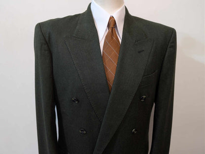 Original costume croisé vert en flanelle