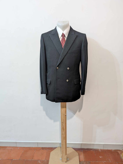 Adorable petit costume croisé noir en flanelle de laine