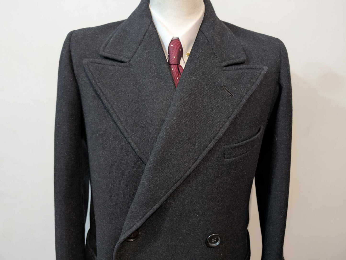 Merveilleux manteau croisé gris en laine