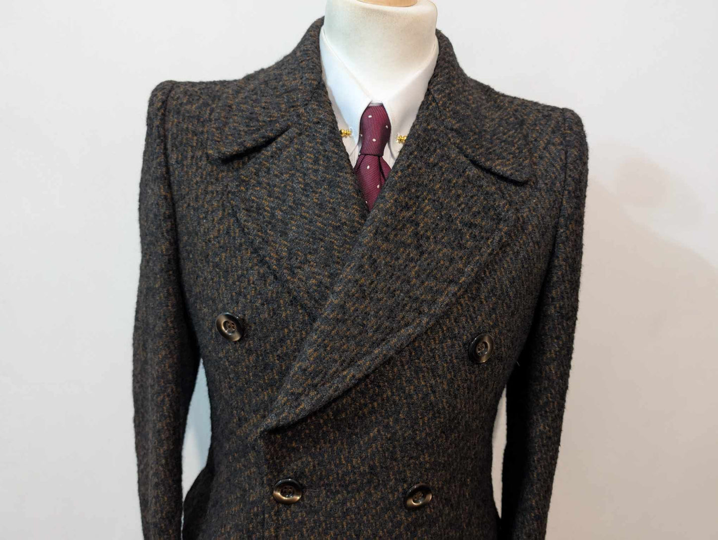 Élégant manteau marron en tweed