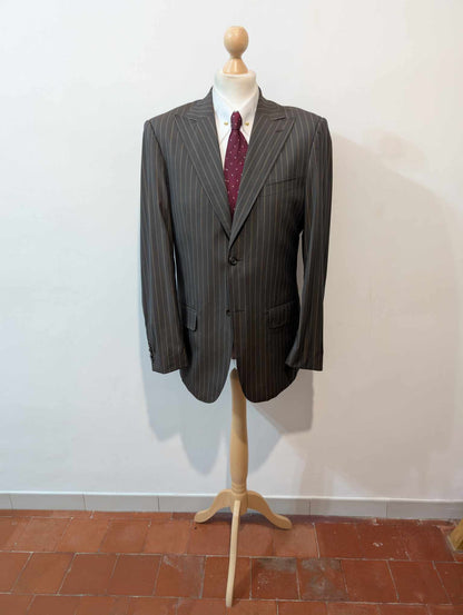 Magnifique costume pinstripe marron en laine