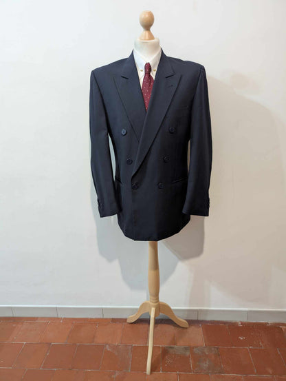 Classique costume croisé bleu marine en laine froide