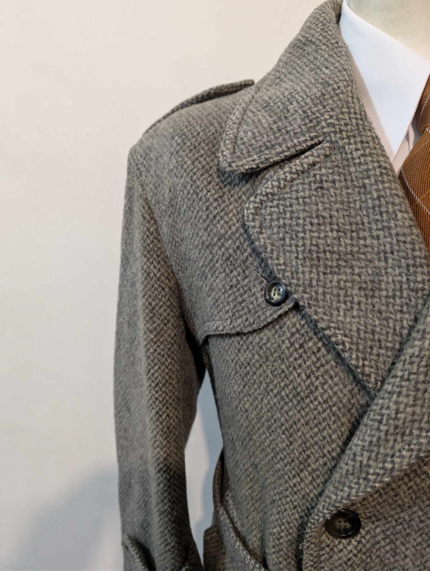 Robuste trench coat en tweed