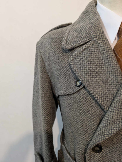 Robuste trench coat en tweed