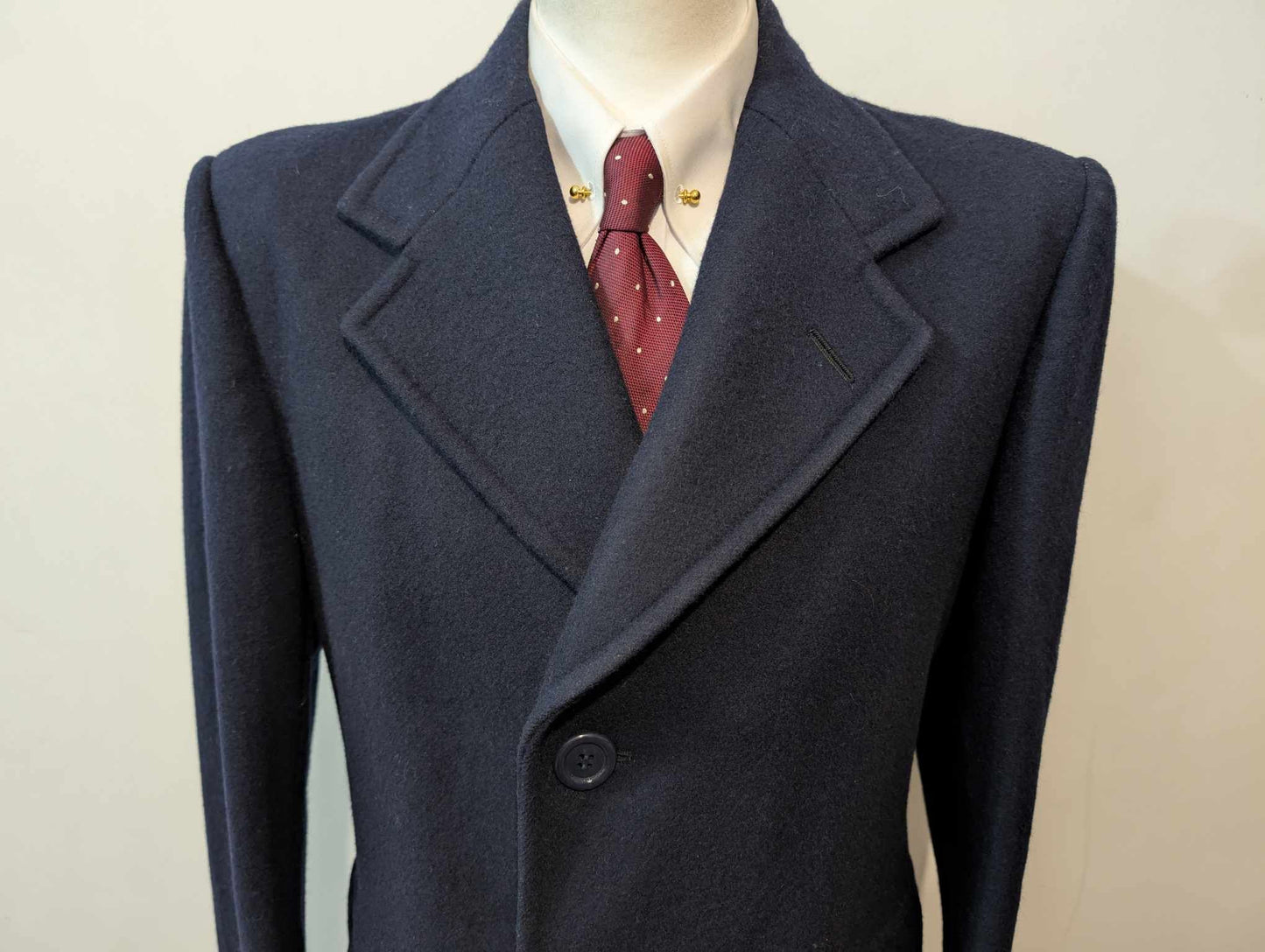 Classique manteau droit bleu marine en laine