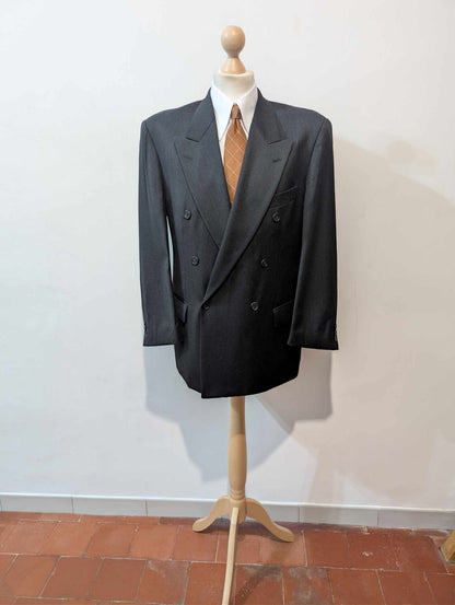 Classique costume croisé gris en laine