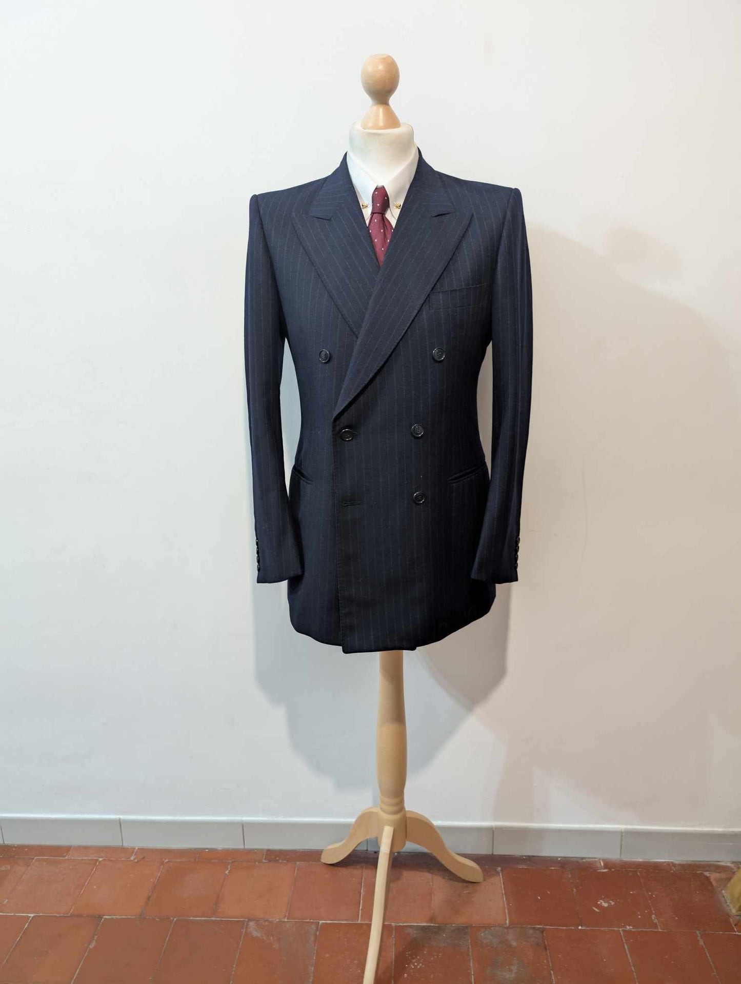 Terrifiant costume croisé chalkstripe en flanelle lourde