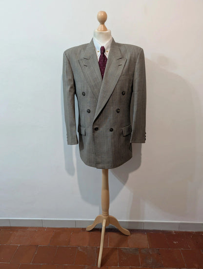 Élégant costume croisé gris en laine