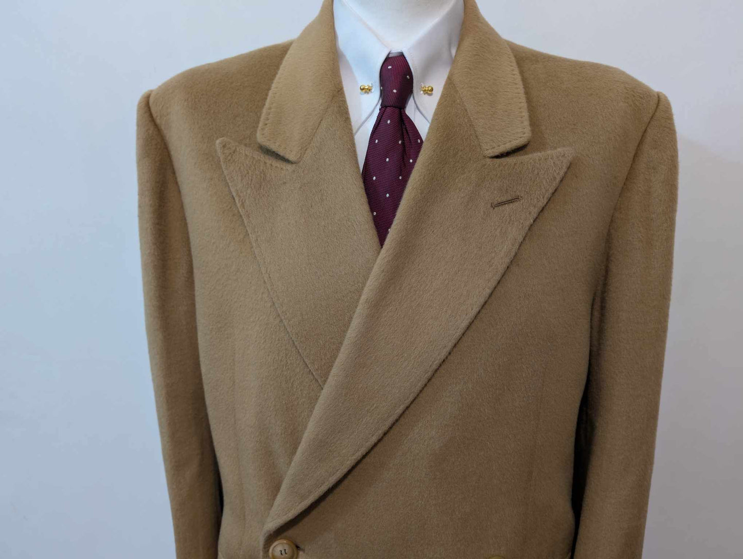 Rarissime manteau croisé Camel en vigogne