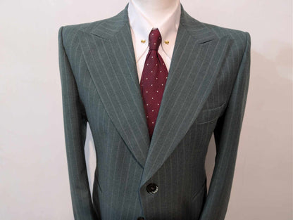 Redoutable costume pinstripe vert en flanelle