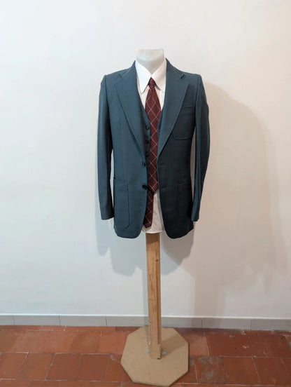 Prächtiger dreiteiliger marineblauer Wollanzug