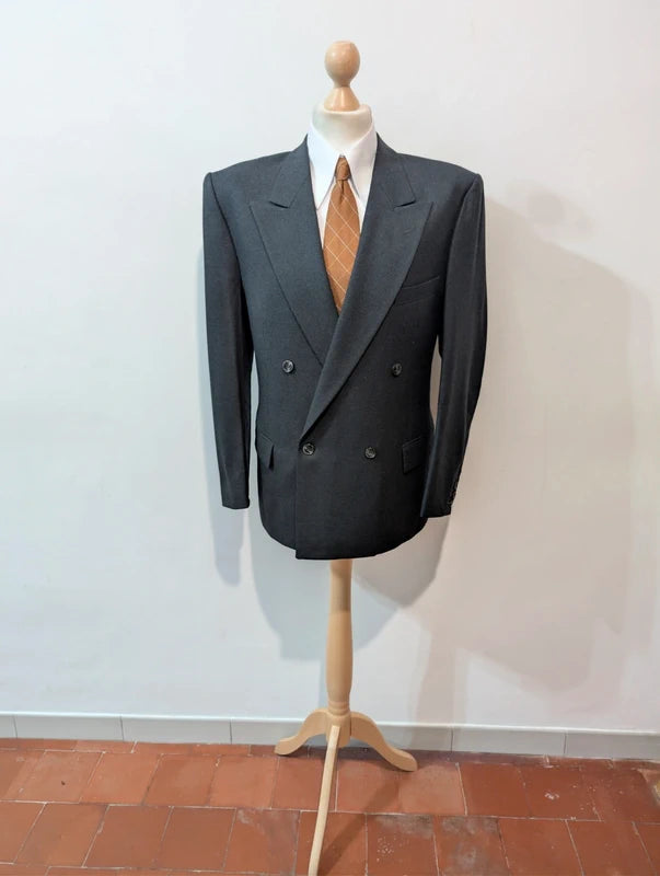 Fabuleux costume croisé gris en laine