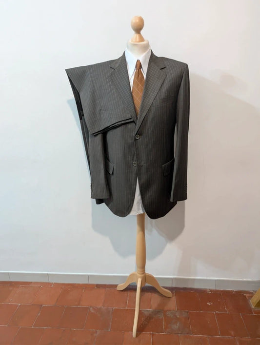 Magnifique costume pinstripe marron en laine