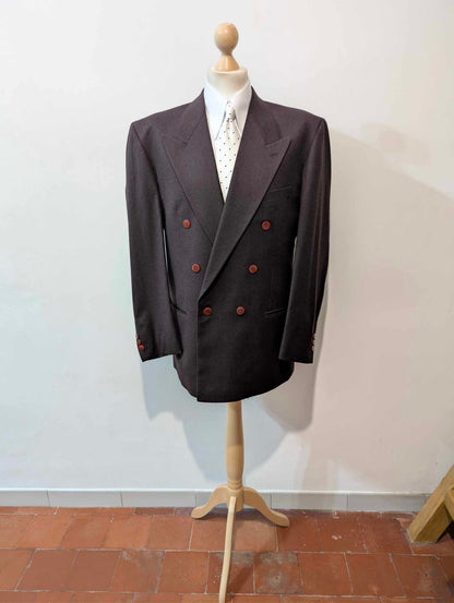 Außergewöhnlicher, zweireihiger, violetter Anzug aus schwerem Flanell