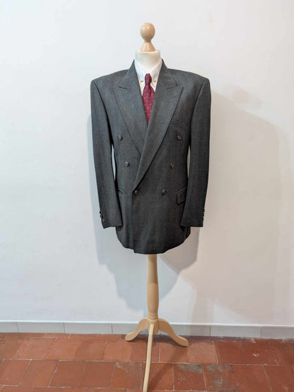 Magnifique costume croisé gris en flanelle