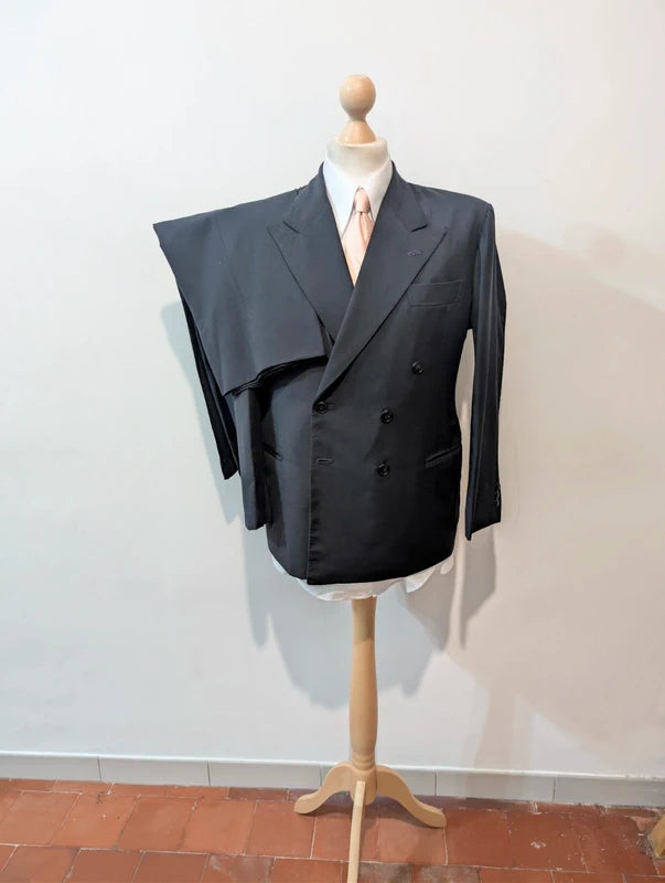 Bespoke navy pinstripe suit