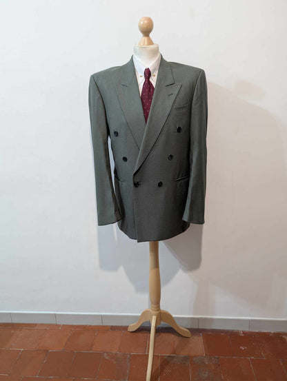 Magnifique costume croisé vert en laine