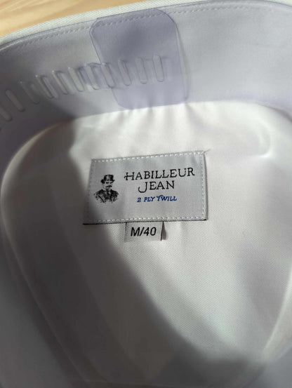 Double-twisted cotton point collar shirt