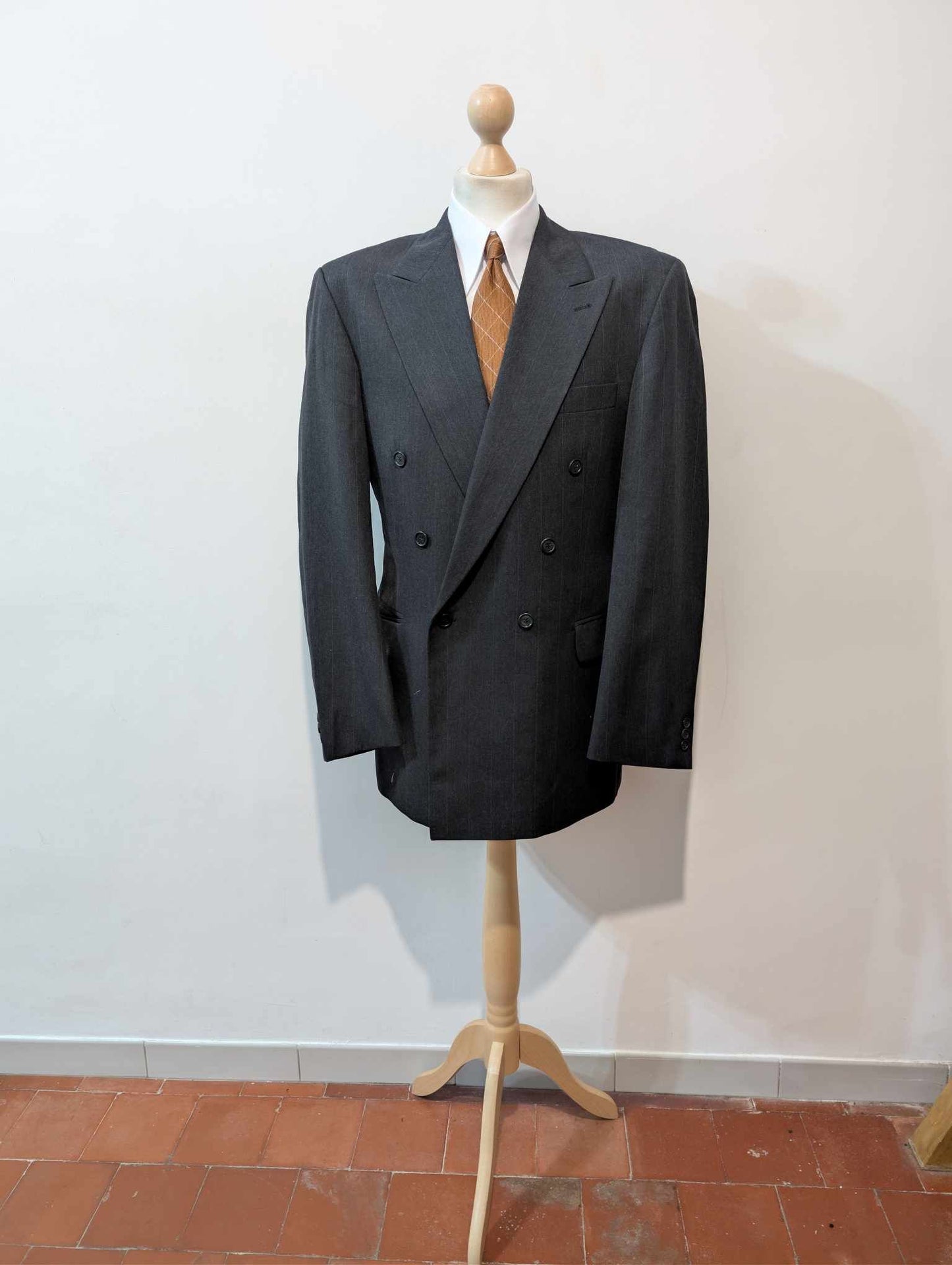 Classique costume croisé pinstripe en laine