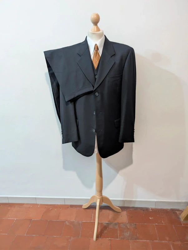 Génial costume 3 pièces bleu marine en laine