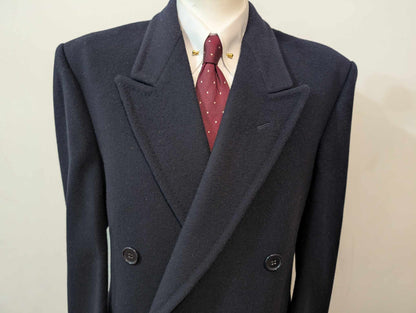 Magnifique manteau croisé bleu marine en laine