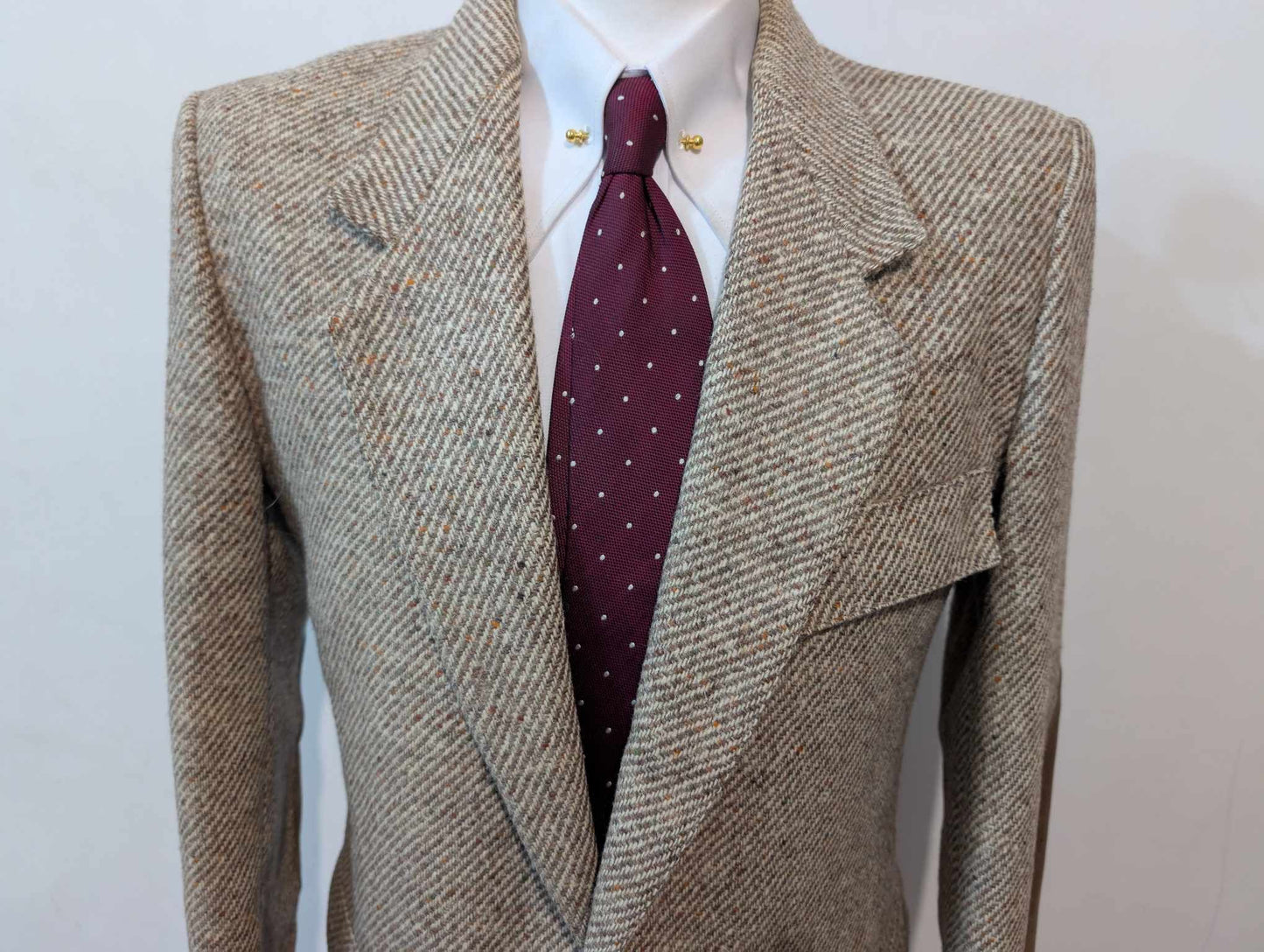 Rarissime veste de couleur beige en donegal tweed