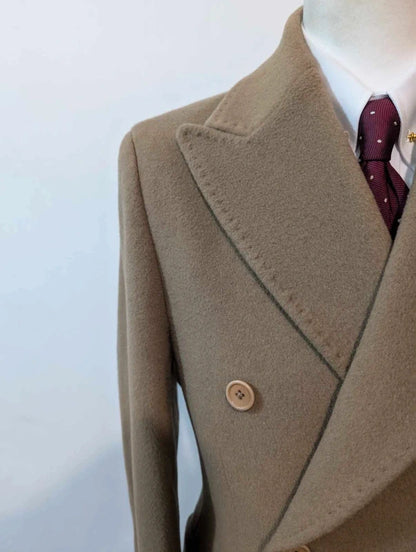 Lumineux manteau croisé camel en laine