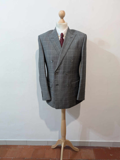 Impressionnant costume croisé à carreaux en flanelle de laine