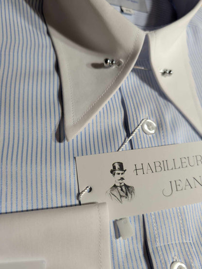 Cotton blend pin-point collar shirt