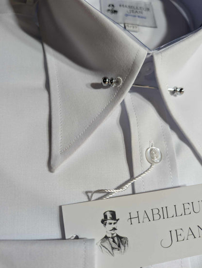 Cotton blend pin-point collar shirt