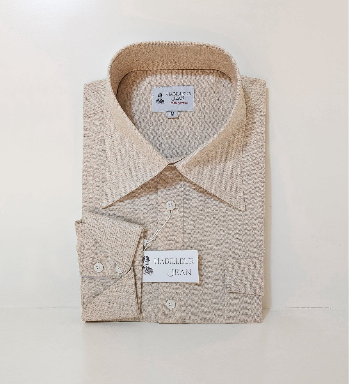 Chemise Popover en chevron beige