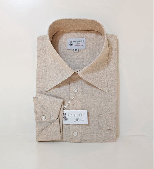 Beige Herringbone popover shirt