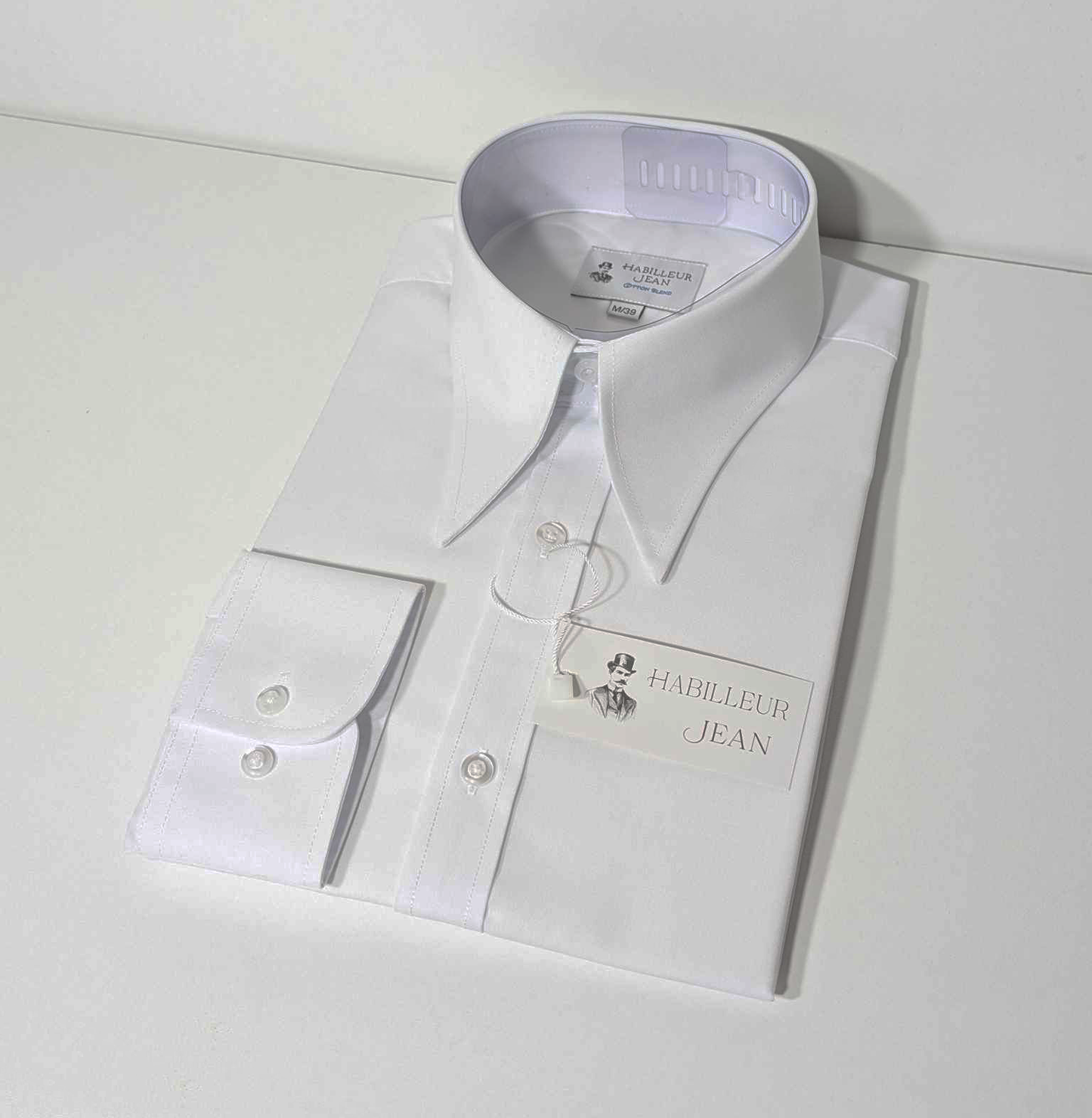 Cotton blend point collar shirt