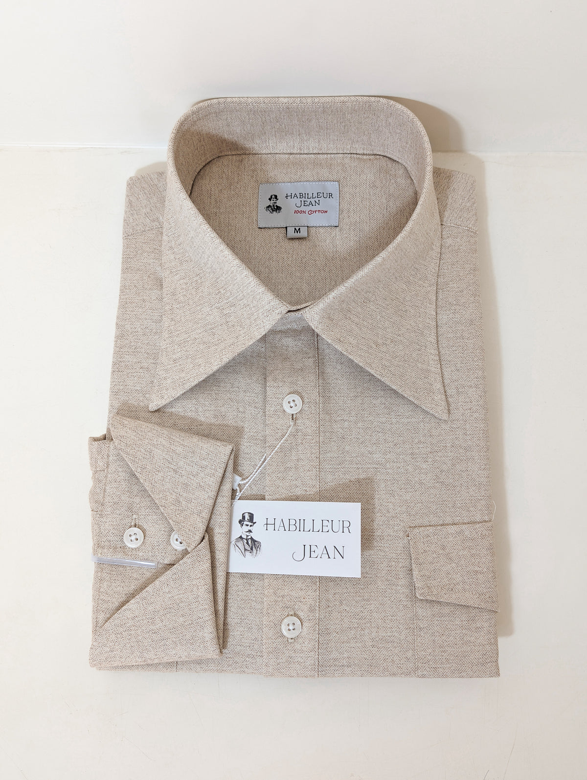 Chemise Popover en chevron beige