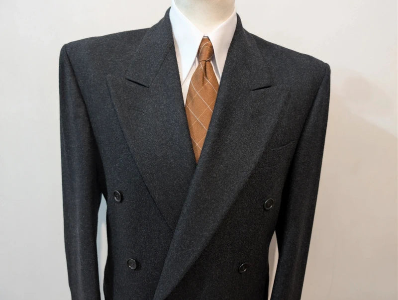 Furieux costume croisé pinstripe en flanelle lourde – Ma boutique