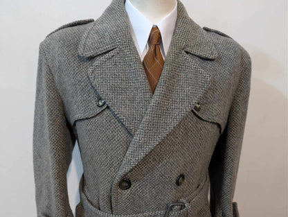 Robuste trench coat en tweed
