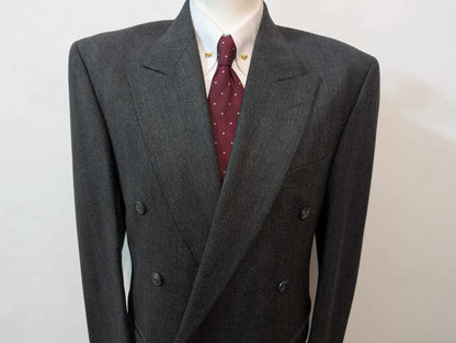 Magnifique costume croisé gris en flanelle