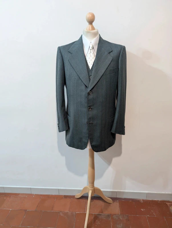 Fabuleux costume 3 pièces vert en laine épaisse