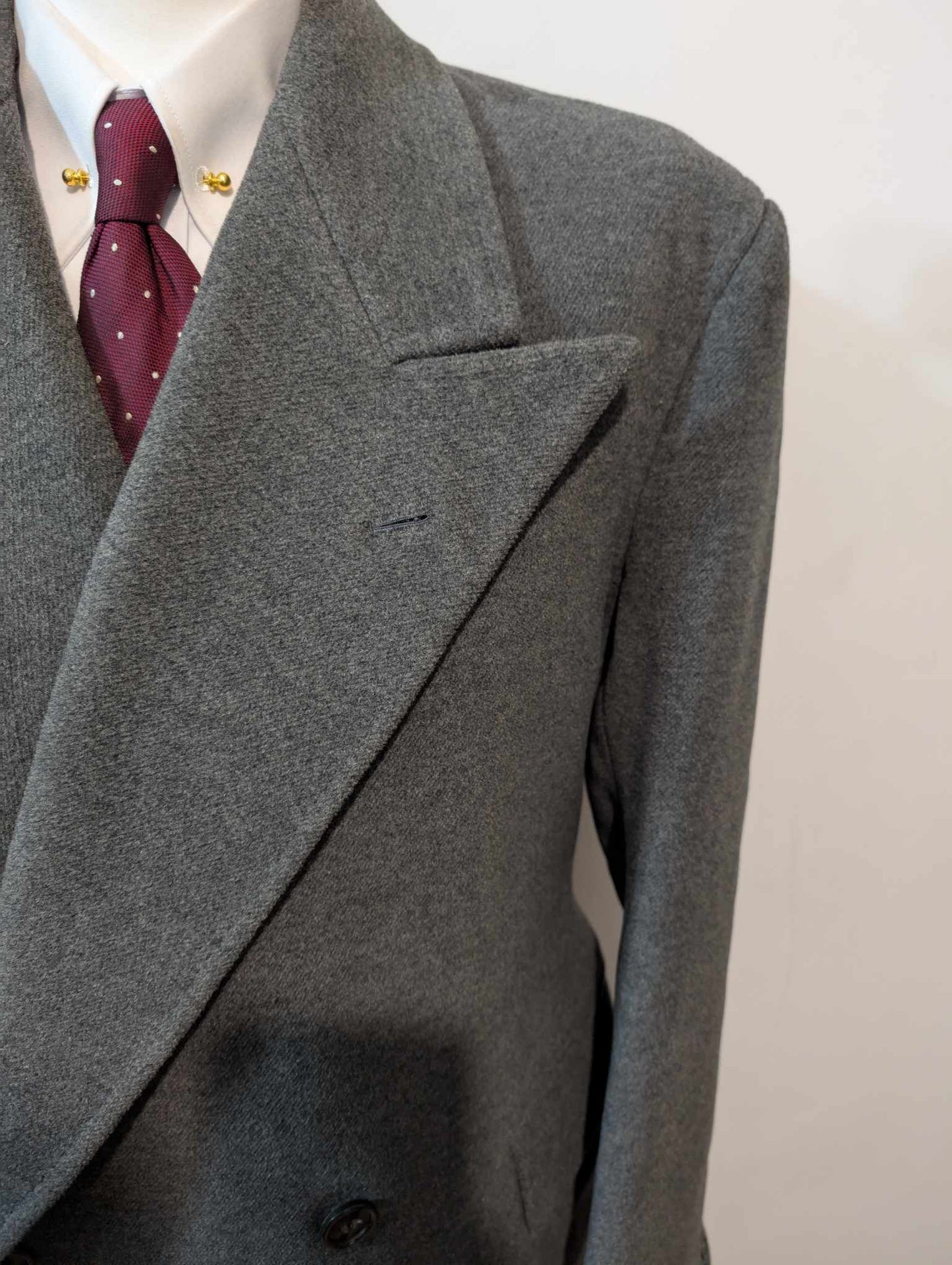Ancien manteau croisé bespoke en laine épaisse