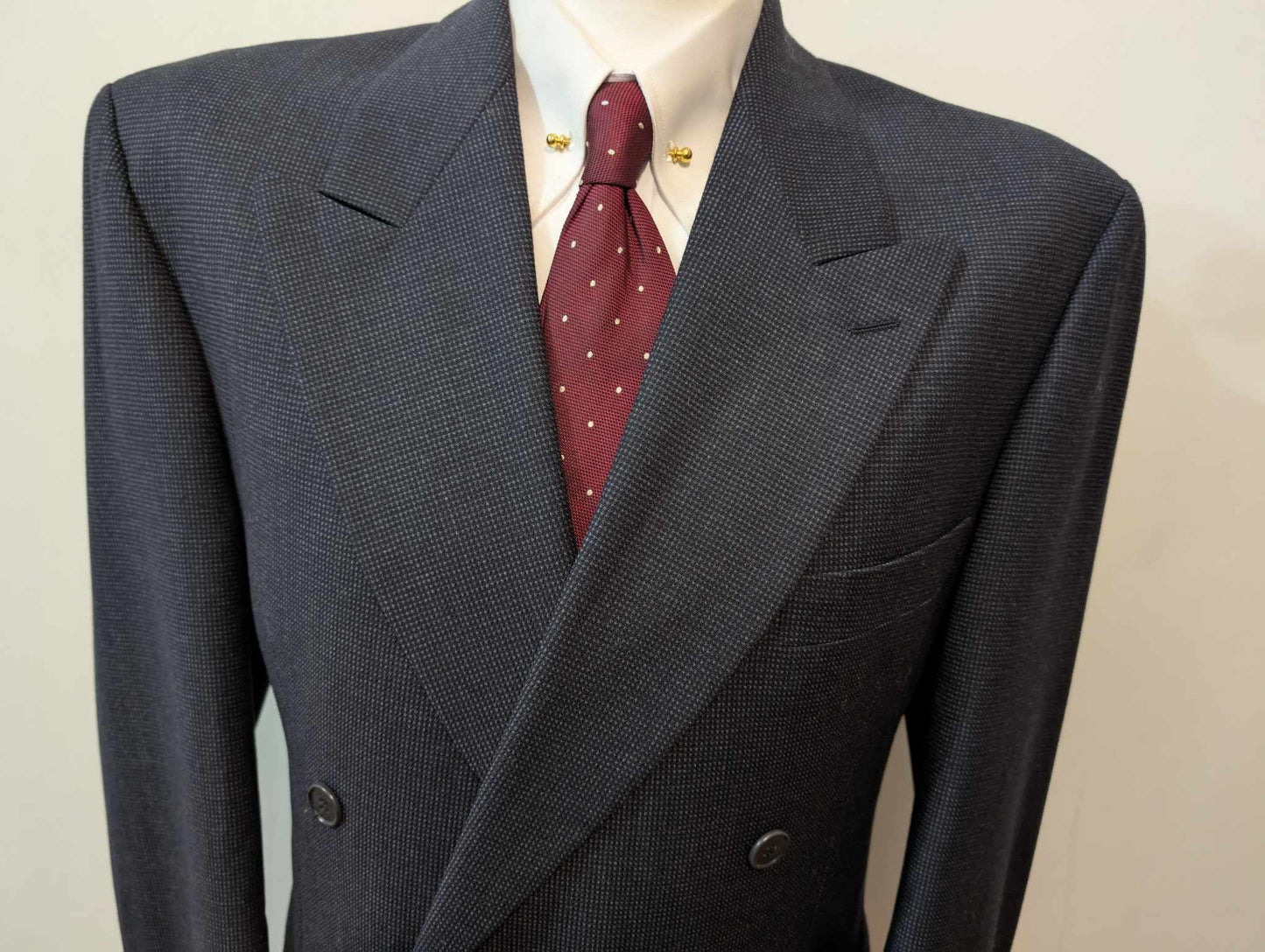 Sublime costume croisé bleu marine en laine