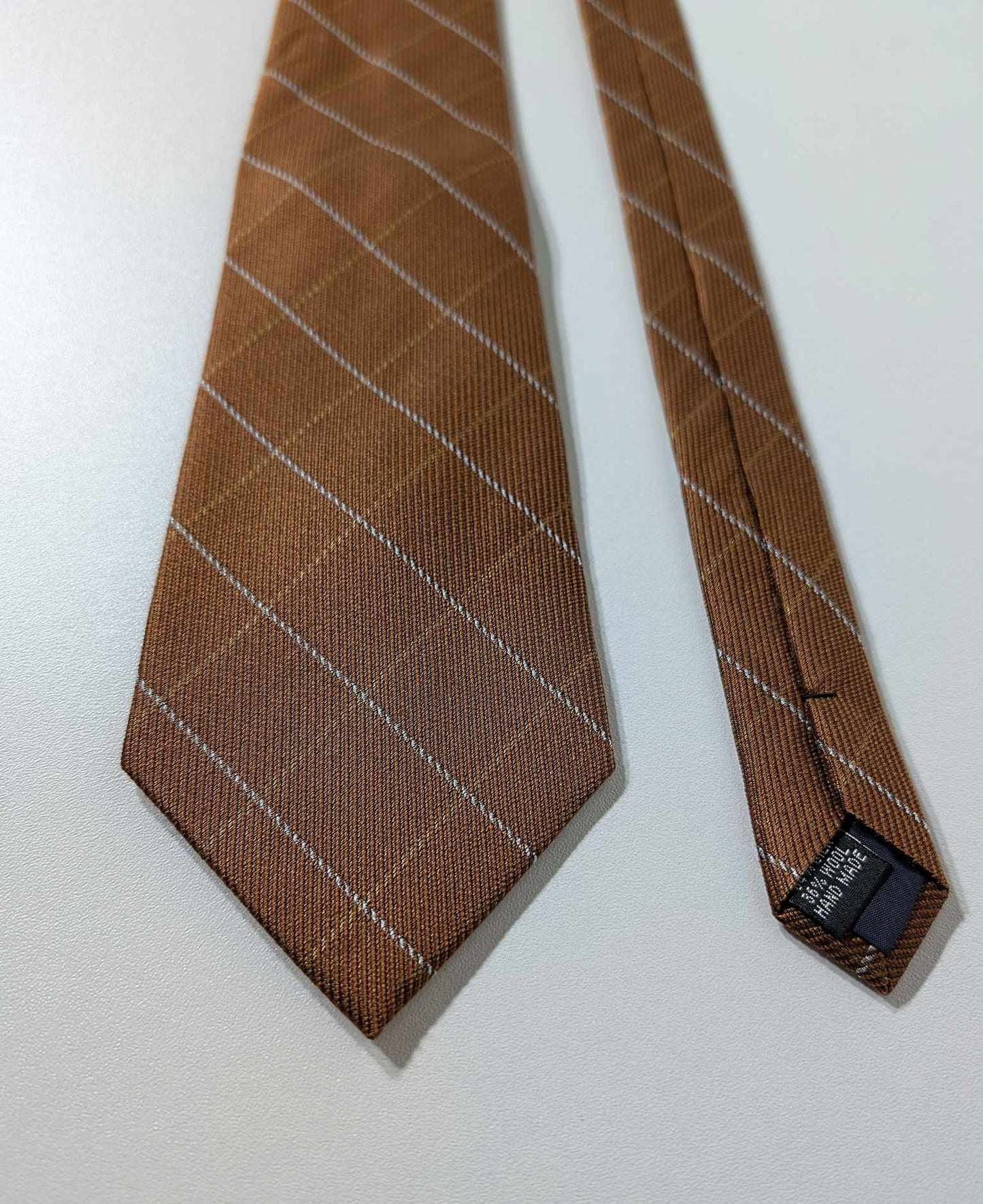 Cravate Marron à carreaux en laine/soie