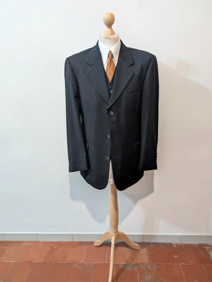 Génial costume 3 pièces bleu marine en laine