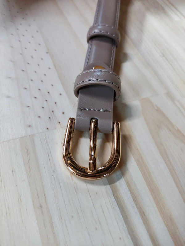 Brown/Beige leather belt 1.9cm