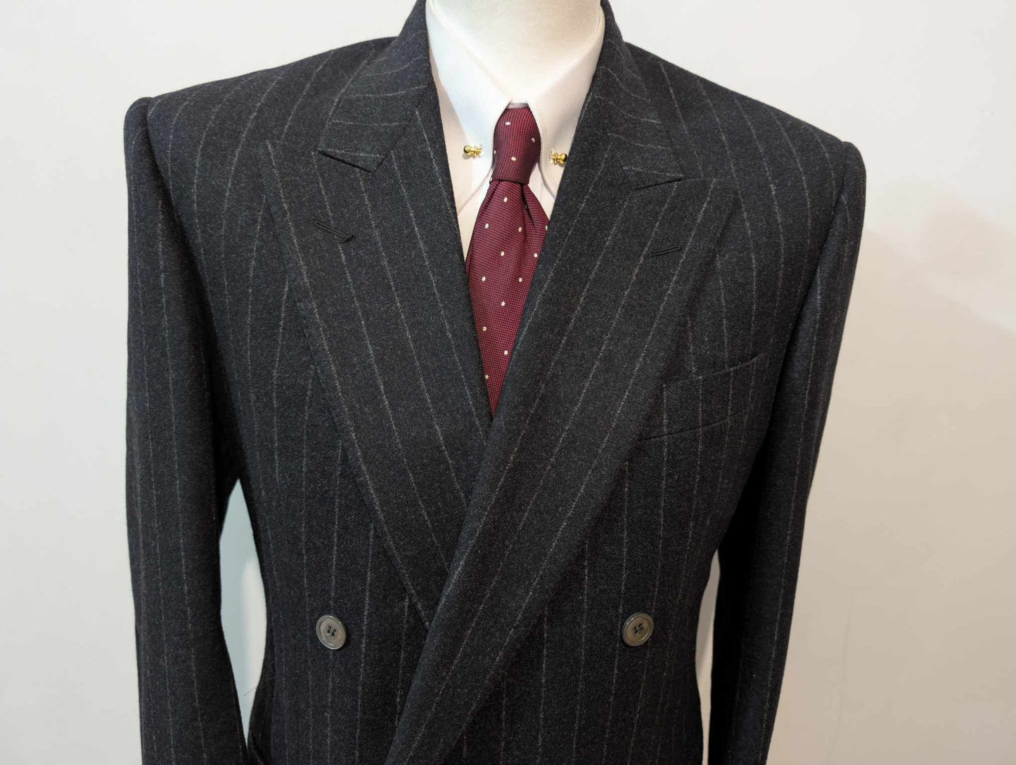 Vilain costume croisé chalkstripe en flanelle lourde