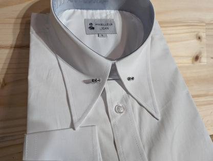 Cotton shirt with 10cm pin-point collar